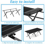 Suzile 2 Pack Foldable Camping Table 4ft Portable Lightweight Picnic Table Collapsible Roll up Metal Camp with Carry Bag for Camping, Picnic, Patio, Outdoor Party(Black)