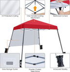 Yaheetech Pop Up Canopy Tent with Backpack, 10x10 Base Portable Easy One Person Setup Folding Shelter Compact Lightweight Slant Leg Canopy with 1 Sidewall, 8x8 Top, Red