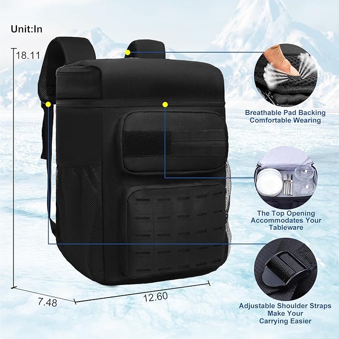 Backpack Cooler Insulated Leak Proof for Men Wowen 36 Cans Soft Cooler Backpack Insulated Waterproof Large Capacity Coolers Bag Portable for Lunch Camping Travel Picnic Hiking