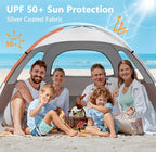 NXONE Beach Tent Sun Shelter with UPF 50+ UV Protection, Lightweight Easy Setup Portable Beach Canopy for Family, Large Space for Beach, Camping & Outdoor, 3/4/6 Person