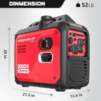 PowerSmart 3000W Portable Inverter Generator, Gas Powered with CO Alarm, Parallel Ready, 121.6cc 4-Stroke OHV Engine, Super Quiet for RV Camping and Home Emergency Backup