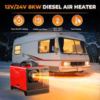 8KW Diesel Heater 12V/24V/110V All in One,diesel heater 12v Come with APP Control, Remote Control and LCD Display,Air Diesel Parking Space Heater for RV Truck Boat Car Home Tent Bus