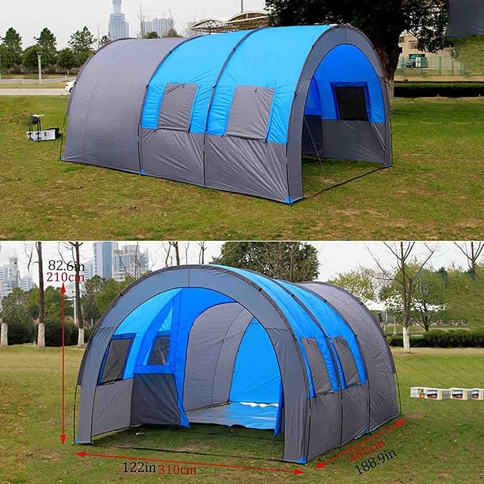 Tunnel Tent Outdoor Camping Tents W/Bedroom,Large Space for 5/8 People,Portable Lightweight Weatherproof Camping Tent for Parties Picnic,Travel Camping Family Tents Shelter