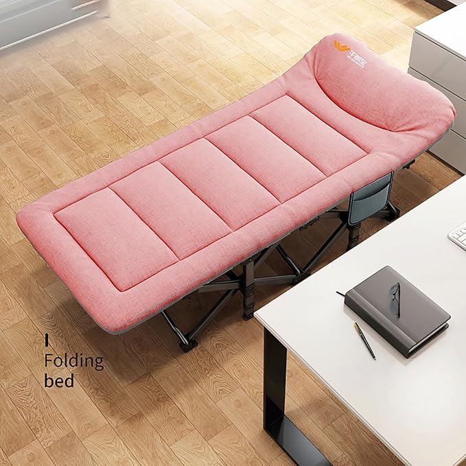 Folding Camping Cot, Rollaway Bed with Pillow, Outdoor Patio Lounge Chair, Perfect for Camping, Pool, Beach, Patio