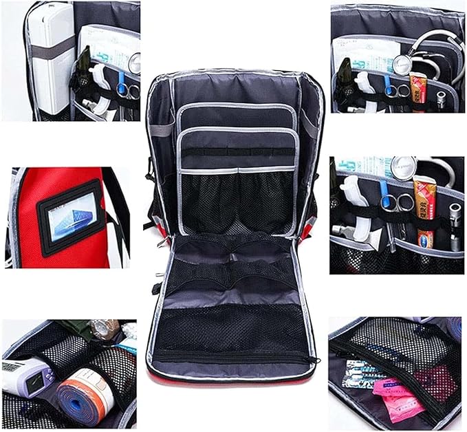 Portable First Aid Kit, Medical Emergency Survival Bag, First Responder Trauma Backpack, for Home Health Camping Field Trips(Red)