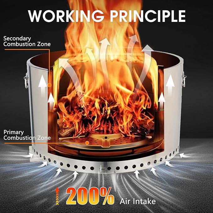 20.5" Smokeless Fire Pit, Wood Burning Camping Stove with Removable Stand & Ash Pan, Portable Outdoor Bonfire Fire Pit, Stylish Practical Solo Stoves for Camping Backyard Patio Beach