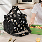 Pardick Daisy Flower Black Soft Cooler Bag Insulated Lunch Box for Men & Women, Large Leakproof Lunch Bag Portable Beach Cooler for Work, Picnic, Road Trips,Fishing, Travel, Camping,A-12