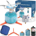 WADEO Portable Camping Stove Burner, Backpacking Stove with 1LB Propane Tank Adapter, Fuel Can Canister Stand and Carry Case, Portable Collapsible Propane Camping Burner for Outdoor Cooking