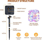 Solar String Lights Outdoor Waterproof, 4x56Ft 600LED 8 Modes Solar Powered Copper Fairy String Deck Twinkle Lights for Outside Christmas Party Yard Camping Holiday Decor 4Pack(Multicolor)