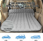 Car Air Mattress, Inflatable SUV Truck Camping Mattress for Back Seat, Thickened Travel Car Bed Sleeping Pad with Air Pump 2 Pillows (SUV-Grey, SUV Air Mattress)