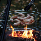 20-Inch Large Cooking Grill Basket with Chain for Outdoor Campfire Swing Grill