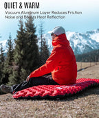 MOBI GARDEN Gennye Insulated Sleeping Pad for Backpacking - R-Value 6.5 Cold Weather Camping Mat, Double Chamber Safety Inflatable Air Mattress, 3.5" Thick, Quiet 40D Ripstop Nylon