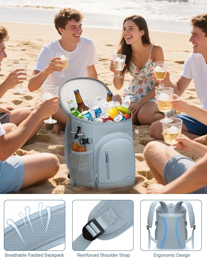 Cooler Backpack Insulated Waterproof,30/45 Cans Backpack Coolers Leakproof Lunch Backpack for Men Women Portable Soft Cooler Bag for Beach Camping Trave Picnic