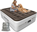 DIVON Full Air Mattress with Built in Pump Raised, 2 Min Self Inflatable Mattress, 18’’ Blow up Mattress for Adults, 660 LBS Portable Air Bed for Guest, Camping, Travel & Floor, Brown