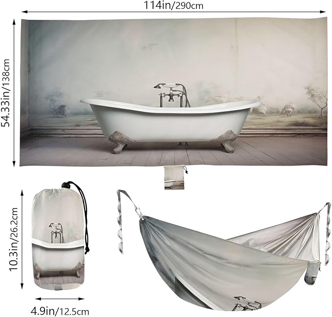 ATTX Vintage Bathtub Camping Hammock - Lightweight & Portable Hammocks, Heavy Duty 330lbs Capacity for Indoor, Hiking, Backpacking, Travel, Backyard, Beach#404