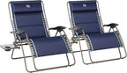 Timber Ridge Oversized Zero Gravity Chair, 33In Wide XXL Zero Gravity Reclining Chair with Side Table, Full Padded Lounge Chair for Outdoor Camping Patio Lawn, Heavy Duty Supports 500lbs, Blue-2 Pack
