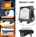 Upgraded 2 In 1 Portable Indoor Butane Heater & Stove with Self Ignition, Safe & Cordless Non Electric Heaters, Butane Emergency Heater for Power Outage, For Camping, Tents, Outdoor (New Black)