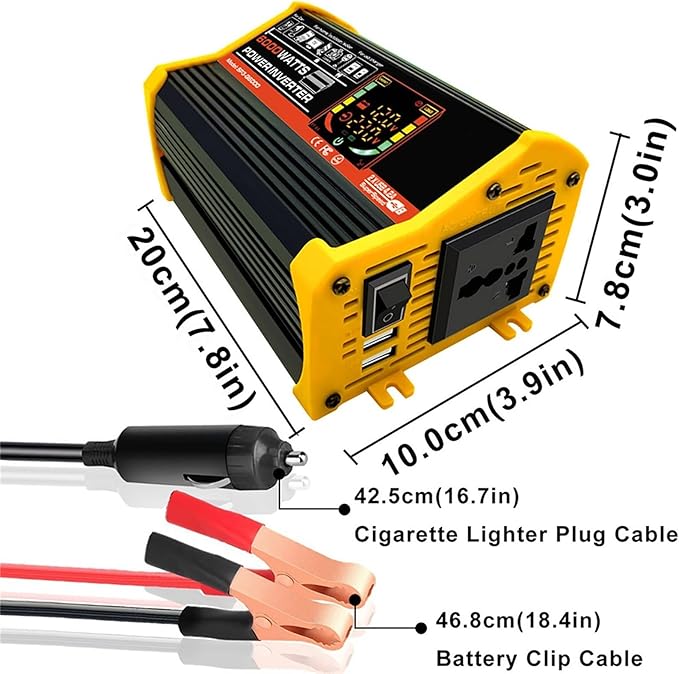 6000W Solar System Kit - 12V to 110V/220V Modified Sine Wave Inverter, 18W Dual USB Solar Panel, 30A Charge Controller for RV, Camping, Off-Grid, Outdoor Power Supply (Black)