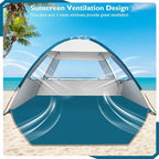 COMMOUDS Beach Tent Sun Shade for 3/4/6/8 Person, UPF 50+ Beach Sun Shelter Canopy Tent, Lightweight, Easy Set Up and Carry