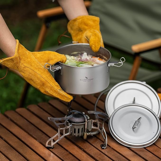 Boundless Voyage Titanium Sealed Lunch Box with Leak-Proof Lid Camping Cookware Lightweight Outdoor Cooking Pot for Backpacking Hiking Picnic & Travel Food Container (Ti2086C/1.5L)