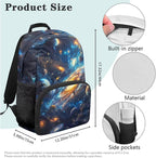 Space Backpack with Lunch Box Blue Bookbag Lightweight Practical Bookbag and Lunch Box Set for Boys 4pcs School Bags for Boys 10-12 Travel Daypack Outdoor Camping Outing