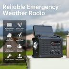 Mesqool Emergency Weather Radio NOAA Alert with Battery Backup 12000mAh Hand Crank Solar, Radios Portable AM FM LED Flashlight Cell Phone Charger for Home Camping Survival Kit