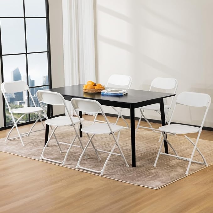 DUMOS Folding Chairs Sets of 12, 330lbs Capacity Plastic Stackable Home Office Chair, Portable Fold Up for Indoor Outdoor, Patio, Camping, Garden, Party (White)