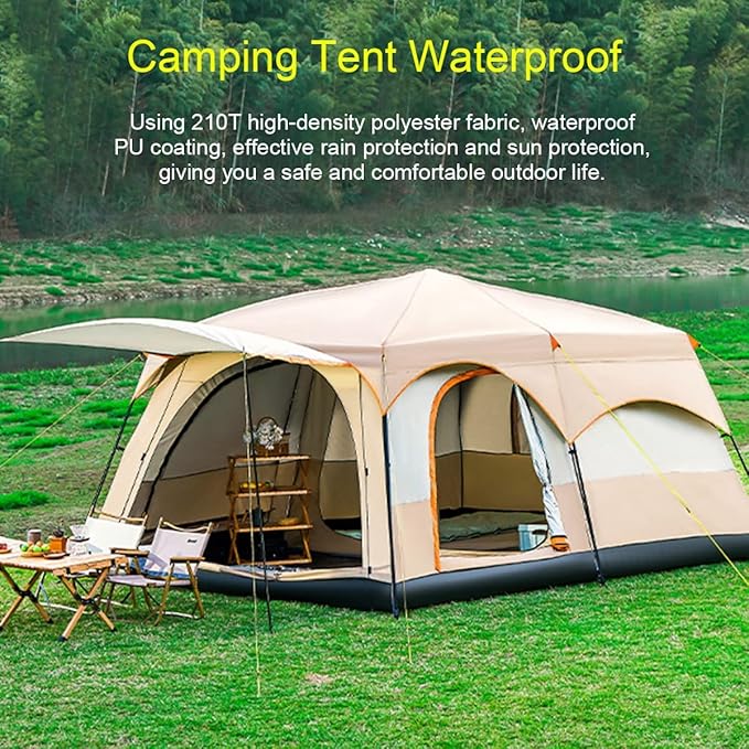 House Tent Large Tents for Camping Hiking Party,Multi-Family Tent with Mesh Windows,Sturdy Steel Poles,Waterproof Double Layer,Outdoor Tent Sun Shelter