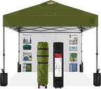 Best Choice Products 10x10ft Pop Up Canopy Tent with Sidewall, 1 Person 1 Minute Set Up, Carry Case, 4 Weight Bags - Olive Green