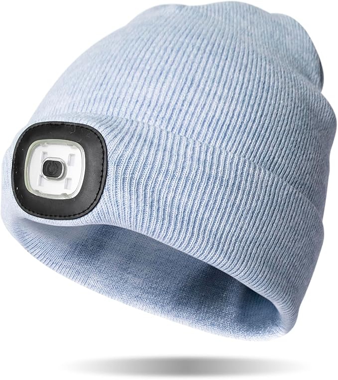 Classic Rechargeable LED Warm Knit Beanie Head Light Hat Headlamp for Outdoor Activities