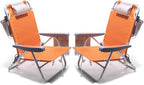 SUNNYFEEL Beach Chairs for Adults 2 Pack 5 Position Lay Flat, Portable Folding Backpack Beach Chair Heavy Duty with Cooler Bag, Cup Holder for Outdoor/Lawn/Picnic, Foldable Camping Chair