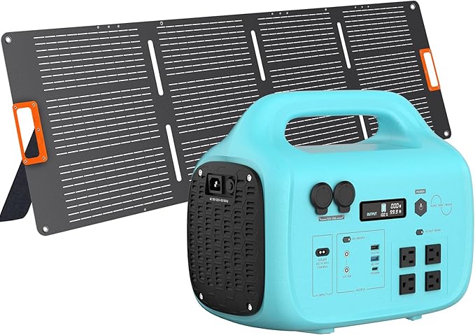 Solar Generator 1800W PB-1800 Portable Power Station with 200W Solar Panel Included, 1024Wh LiFePO4 Battery with 120V AC Outlet for RV Camping Outdoor Home Emergency Backup, Fast Charging