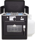 Hike Crew Outdoor Gas Camping Oven w/Carry Bag | CSA Approved Portable Propane-Powered 2-Burner Stove & Auto Ignition, Overheat Safety Shutoff, Built-In Thermometer Hose Regulator Included