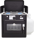 Hike Crew Outdoor Gas Camping Oven w/Carry Bag | CSA Approved Portable Propane-Powered 2-Burner Stove & Auto Ignition, Overheat Safety Shutoff, Built-In Thermometer Hose Regulator Included