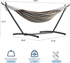 GarveeLife Double 2 Person Hammock, Indoor Outdoor Standing Hammock with Space Saving Steel Stand, Carry Bag, 450 LBS Weight Capacity, Suitable for Garden Camping Beach, Coffee