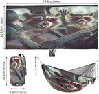 Funny Raccoons with Glasses Camping Hammock Single Portable Hammocks 330 lbs Capacity with 2 Tree Straps and Attached Carry Bag,Perfect for Outdoor,Indoor,Beach,Camping,Travel