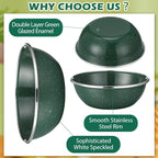 Sawysine 8 Pcs 6 Inch Enamel Bowl for Camping and Backpacking Enamelware Mixing Bowls Camping Cookware for Outdoor Cooking, Picnic, Snacks, Home, Farmhouse(Green)