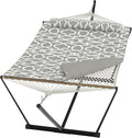 Heavy Duty 2 Person Double Hammock with Portable Adjustable Steel Stand, Outdoor Hammock with Pillow for Patio, Garden, Beach, Backyard Camping
