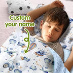 Personalized Toddler Nap Mat for Preschool, Custom Name Kids Sleeping Bag for Daycare, Kindergarten Roll Up Sleeping Mat with Removable Pillow and Soft Blanket, Fun Themes for Boys & Girls