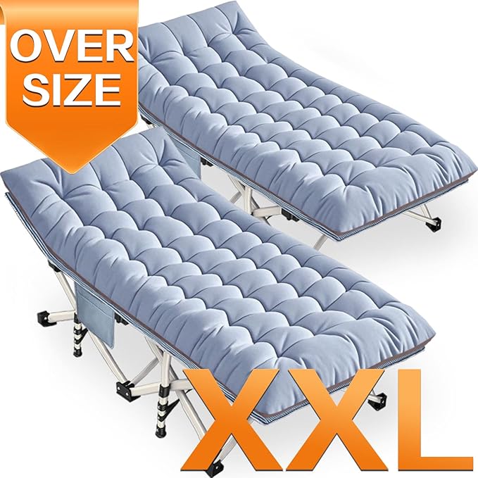 XXL Camping Cots 2 Pack Extra Large Sleeping cots with Comfortable Mattress Oversize Camping Bed for Adults Cots Include Carry Bag for Adults Portable Cot Easy to Set Up Indoor Outdoor Office Nap