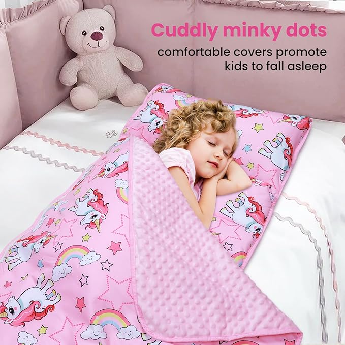 Kids Nap Mat Portable Slumber Bags with Removable Pillow and Blanket for Girls Boys, Lightweight Extra Large Sleeping Bag for Preschool Camping Daycare