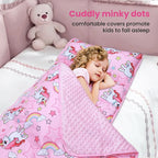 Kids Nap Mat Portable Slumber Bags with Removable Pillow and Blanket for Girls Boys, Lightweight Extra Large Sleeping Bag for Preschool Camping Daycare