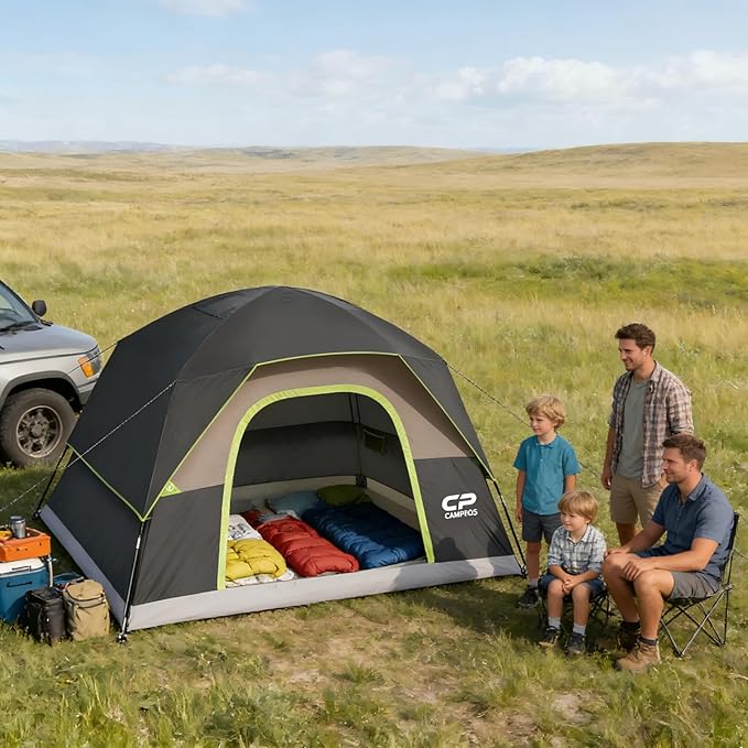 Tents for Camping 6 Person Tent Waterproof Windproof Double Layer Family Camping Tent, Easy Setup Dome Tent with Large Mesh Windows & Wider Door for Outdoor Camping & Hiking