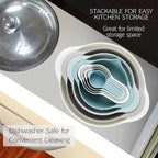 Plastic Mixing Bowls - Multicolored Mixing Bowl Set of 8, Nest for Easy Storage, Inculding Measuring Cups, Colander, Sifter, Large Bowl, Great for Cooking and Baking, Rv Camping Accessories, No BPA