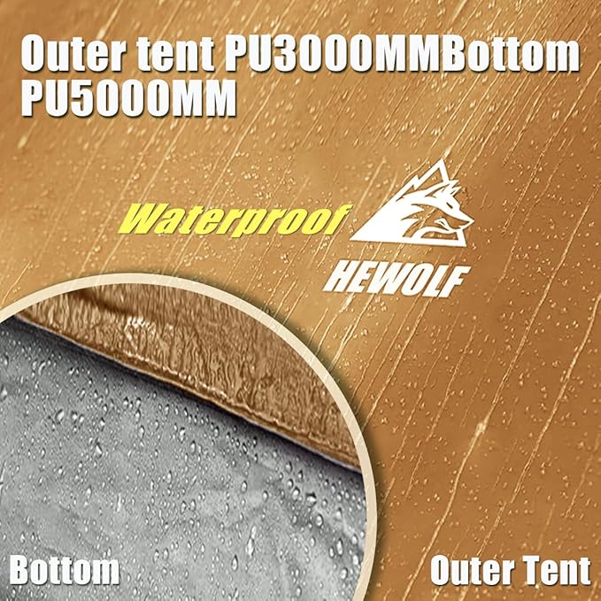 Hewolf 2/3/4 Person Camping Tent - Instant Pop Up Waterproof 2 Doors Tent with Easy Setup | 3-Season Hexagonal Dome Design for Family, Hiking & Traveling