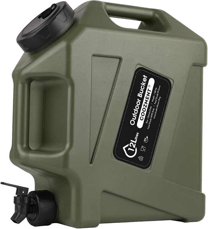 3.2 Gallon/5 Gallon Water Containers with Spigot, BPA Free Water Jug, Military Green Water Tank, Multifunction Water Storage Containers for Camping Outdoor Hiking,Emergency Stroage