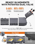 Hikenture 4" Thick Self Inflating Sleeping Pad, Foam & Air Camping Mattress, 9.5 R-Value Insulated Sleeping Mat, Portable All Season Camping Pad for Tent, Car, Cot, Truck