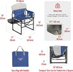 SUNNYFEEL Heated Camping Directors Chair 2 Pack, Portable Folding Lawn Chairs for Adults Heavy Duty with Side Table,Pocket for Beach, Fishing,Picnic,Concert Outdoor, Foldable Camp Chairs
