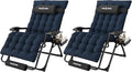 Amopatio Oversized Zero Gravity Chair, 33''W Reclining Camping Lounge Chair Upgraded Lock and Footrest, Folding Patio Recliner with Cup Holder, Removable Cushion & Headrest