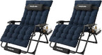 Amopatio Oversized Zero Gravity Chair, 33''W Reclining Camping Lounge Chair Upgraded Lock and Footrest, Folding Patio Recliner with Cup Holder, Removable Cushion & Headrest